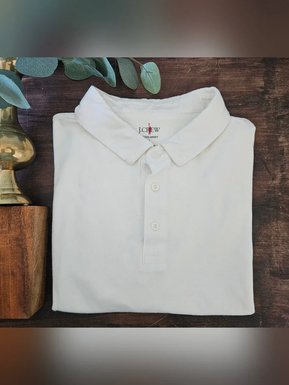 J.CREW Sueded 100% Cotton Ivory color size XL Polo Shirt.